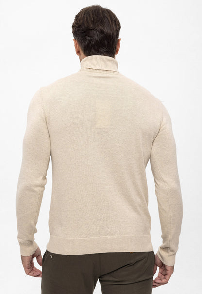 Camisola de Gola Alta Bege Gianni Lupo Gianni Lupo