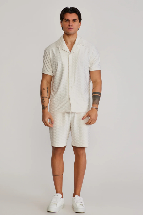 Conjunto Branco Camisa e Calção Towelling