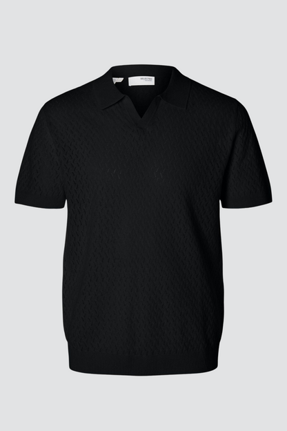 Polo Preto com Gola Aberta Selected Selected