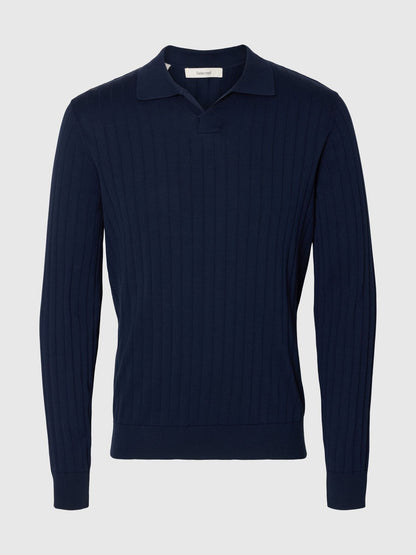 Polo de Manga Comprida Azul Selected SS26 Selected
