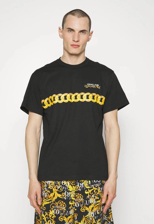 Versace Jeans Couture CHIAN LOGO - Camiseta con estampado black/gold OI23 