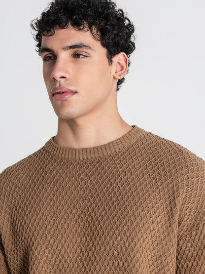 Camisa Taupe de Malha Texturada Gianni Kavanagh