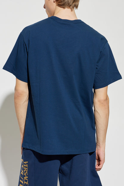 T-shirt Azul com Logótipo Versace Jeans Couture