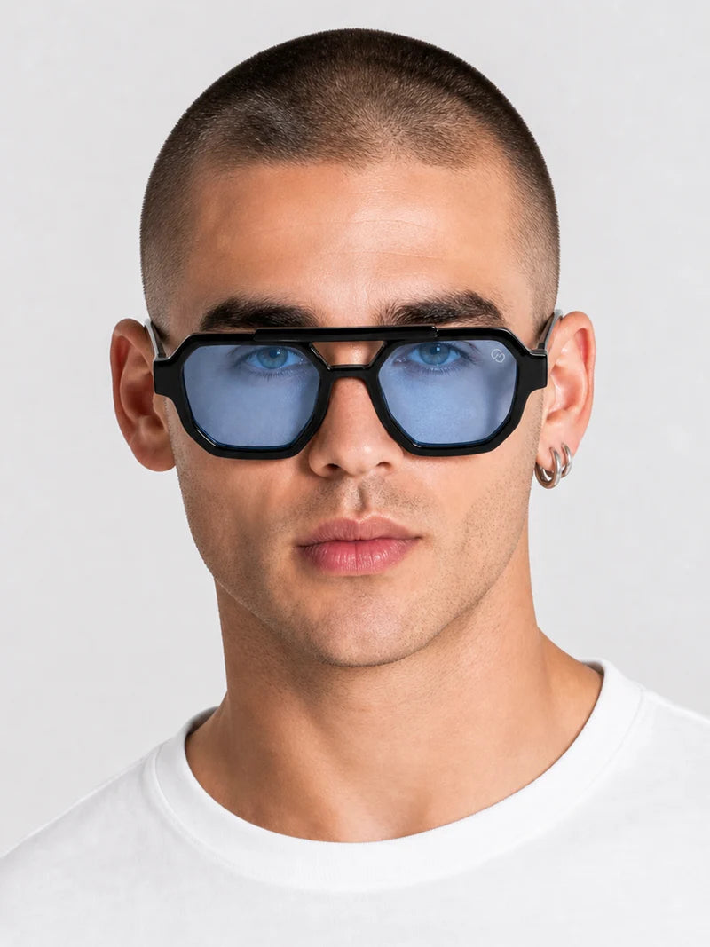 Óculos de Sol Octo Gianni Kavanagh Pretos com Lente Azul Gianni Kavanagh