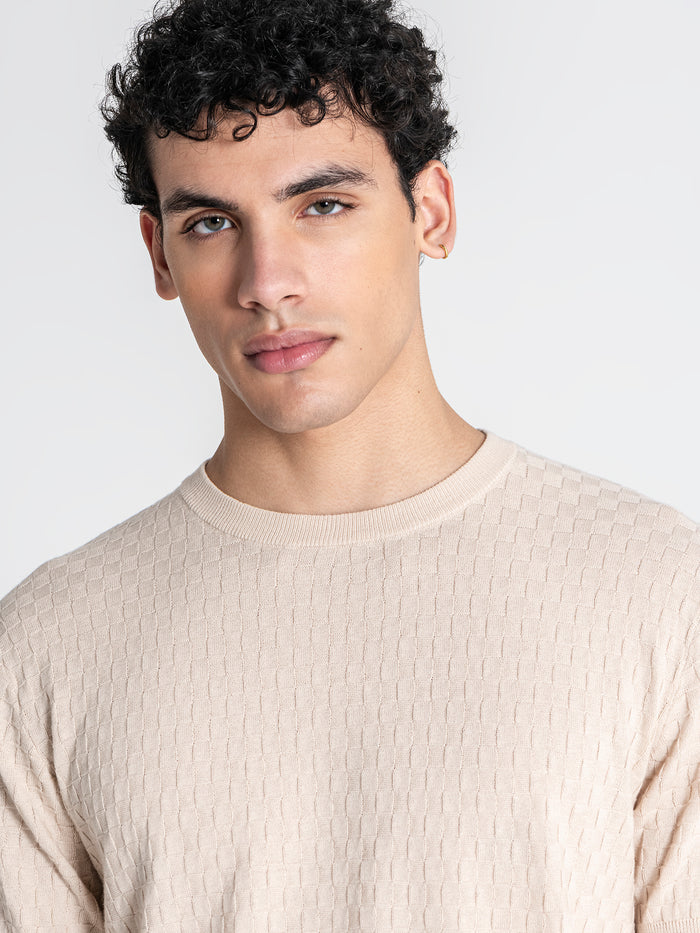 T-shirt de Malha Texturada Bege Gianni Kavanagh Gianni Kavanagh
