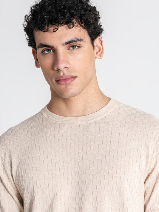 T-shirt de Malha Texturada Bege Gianni Kavanagh Gianni Kavanagh