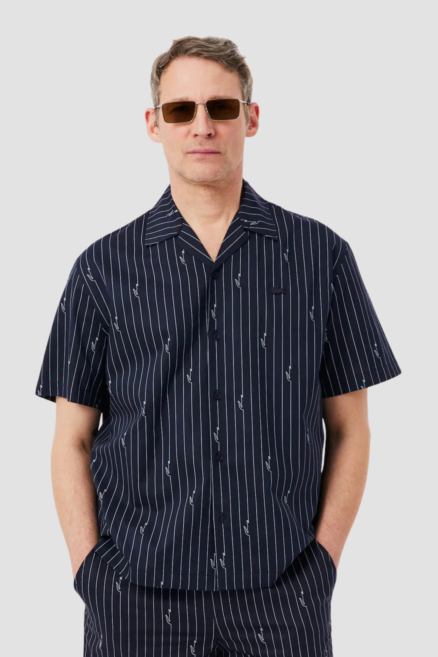 Camisa Azul Estampada Lacoste CH2343 SS26