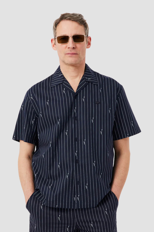 Camisa Azul Estampada Lacoste CH2343 SS26