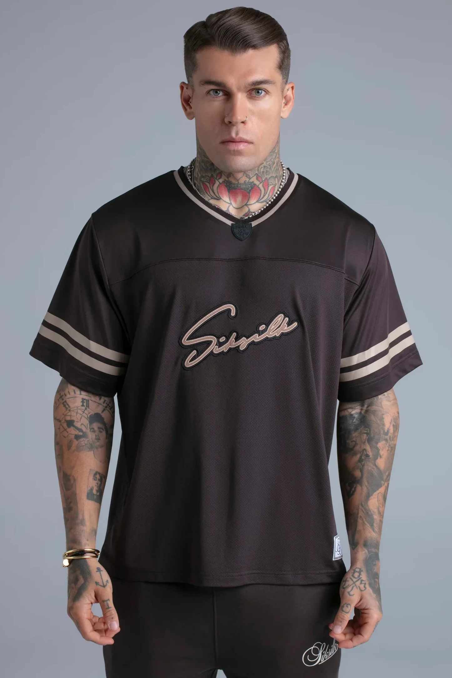 T-shirt Castanha com Estampa Relaxed Fit SikSilk