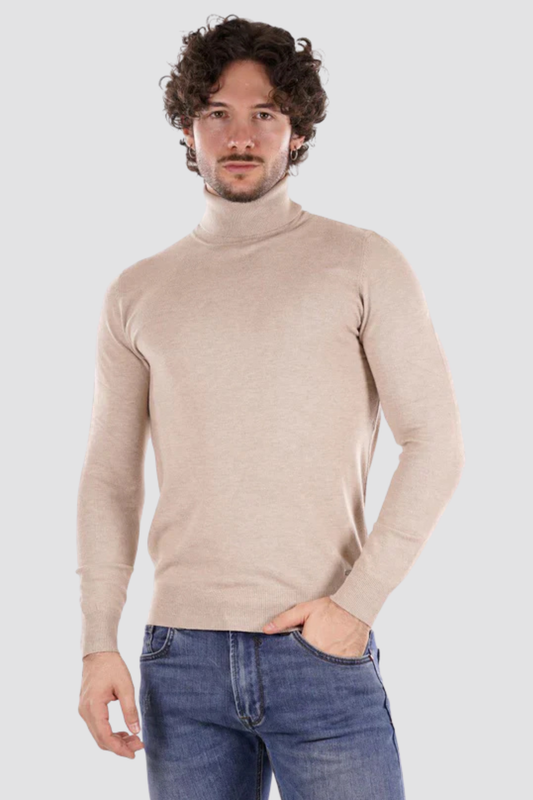 Camisola de Gola Alta Bege Gianni Lupo FW25