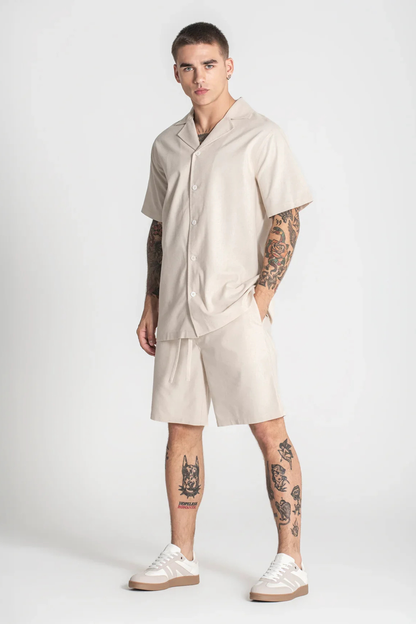 Conjunto de Linho - Camisa e Calção Bege Gianni Kavanagh