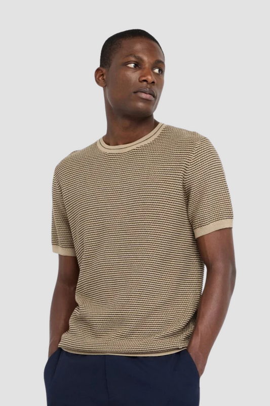 T-shirt de Malha Bege e Castanha Liu Jo FW25