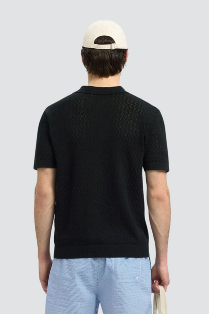 Polo Preto com Gola Aberta Selected Selected
