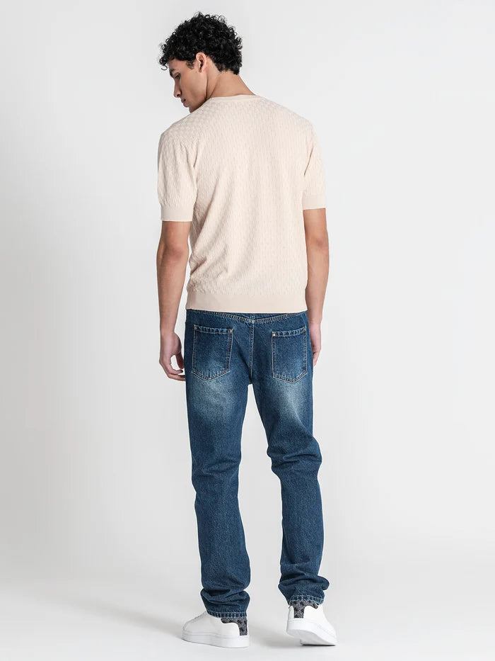 T-shirt de Malha Texturada Bege Gianni Kavanagh Gianni Kavanagh
