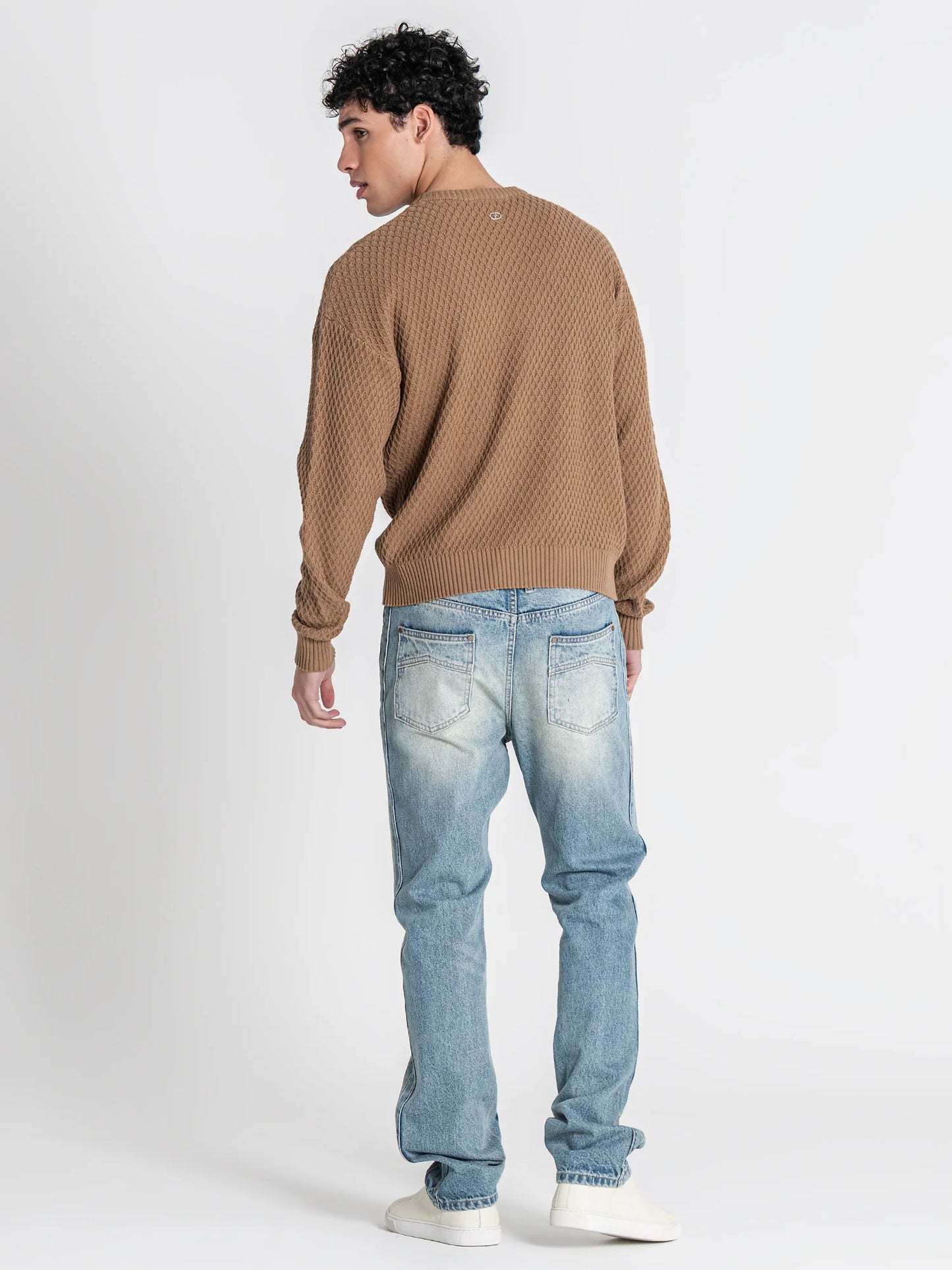 Camisa Taupe de Malha Texturada Gianni Kavanagh