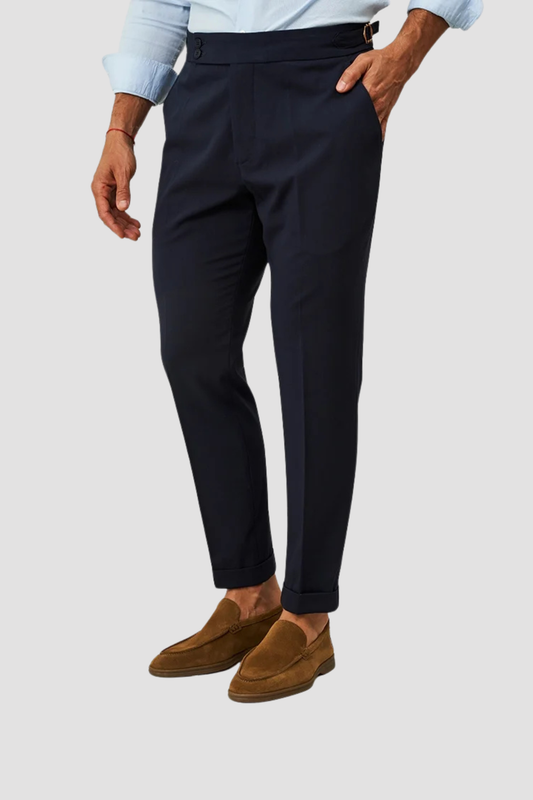 Calça clássica com fivela Azul Zolf SS26