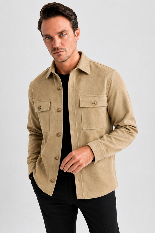 Sobrecamisa Bege efeito Camurça Gianni Lupo