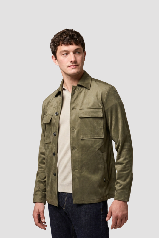 Sobrecamisa Verde efeito Camurça
