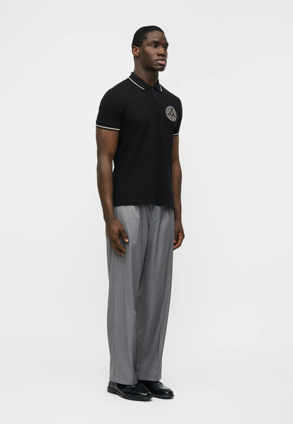 Polo Preto com Emblema frontal Versace Jeans Couture