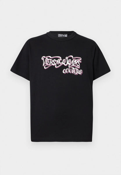 T-shirt Preta Estampada Versace Jeans Couture