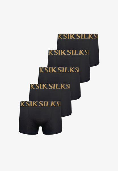 Pack 5 Boxers Pretos com Dourado SikSilk