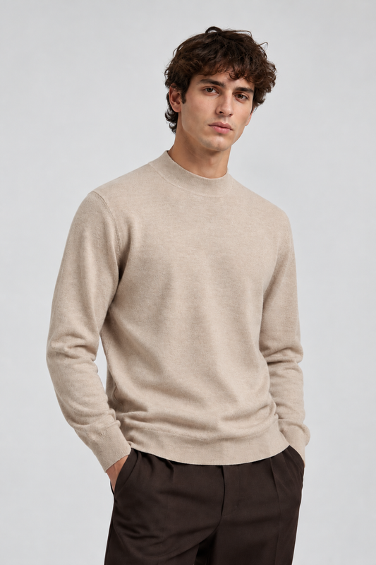 Camisola Slim de Meia Gola Gianni Lupo Bege Gianni Lupo