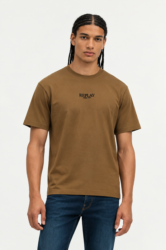 T-shirt Replay Castanha com Logótipo Replay