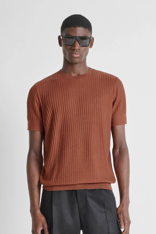 T-shirt de Malha Canelada Antony Morato Terracota Antony Morato