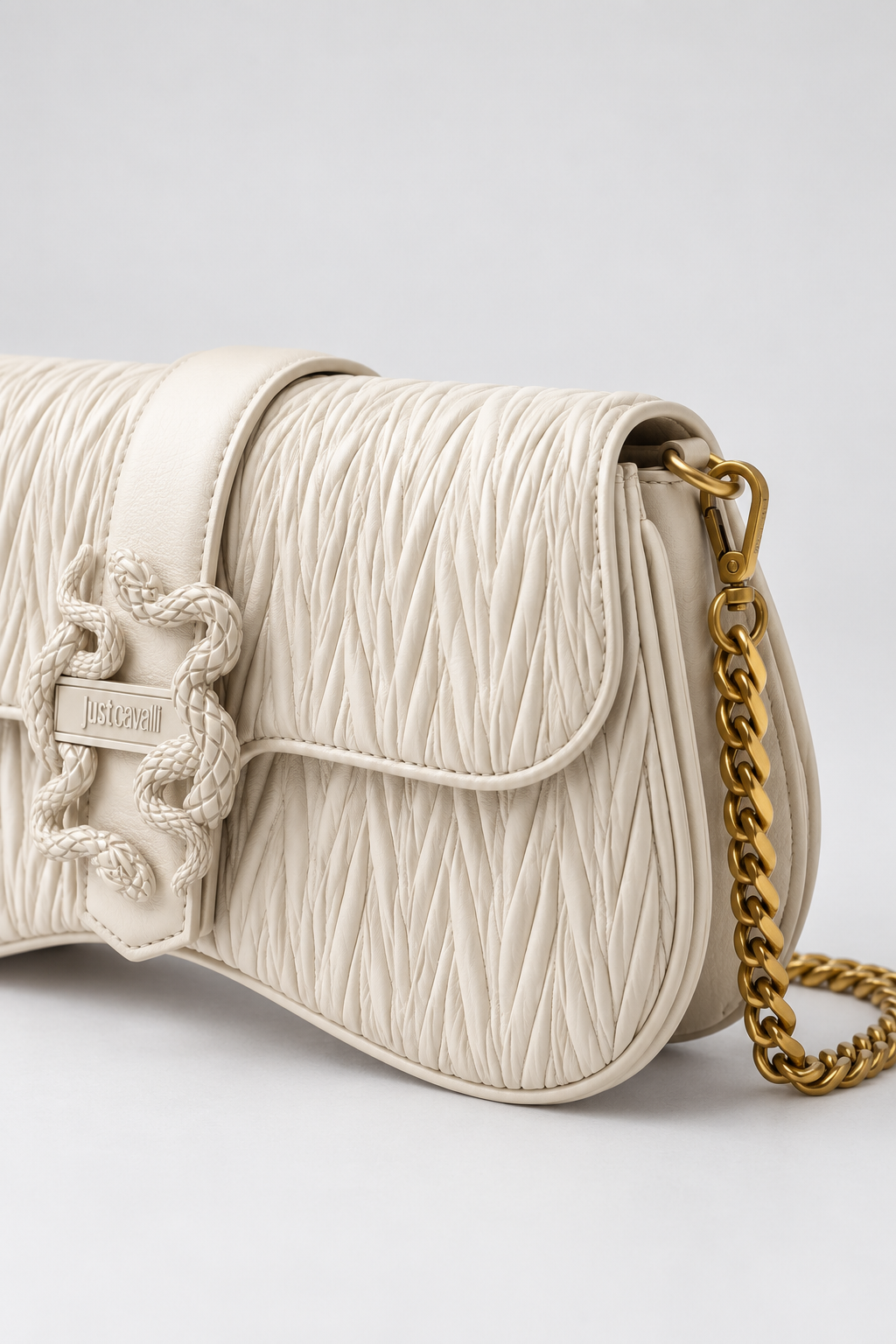 Mala de Ombro Texturada Just Cavalli Creme Just Cavalli W