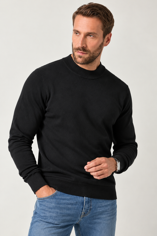Camisola Slim de Meia Gola Gianni Lupo Preta Gianni Lupo