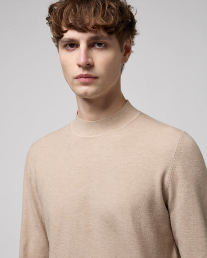 Camisola de Meia Gola Gianni Lupo de Malha Bege Gianni Lupo