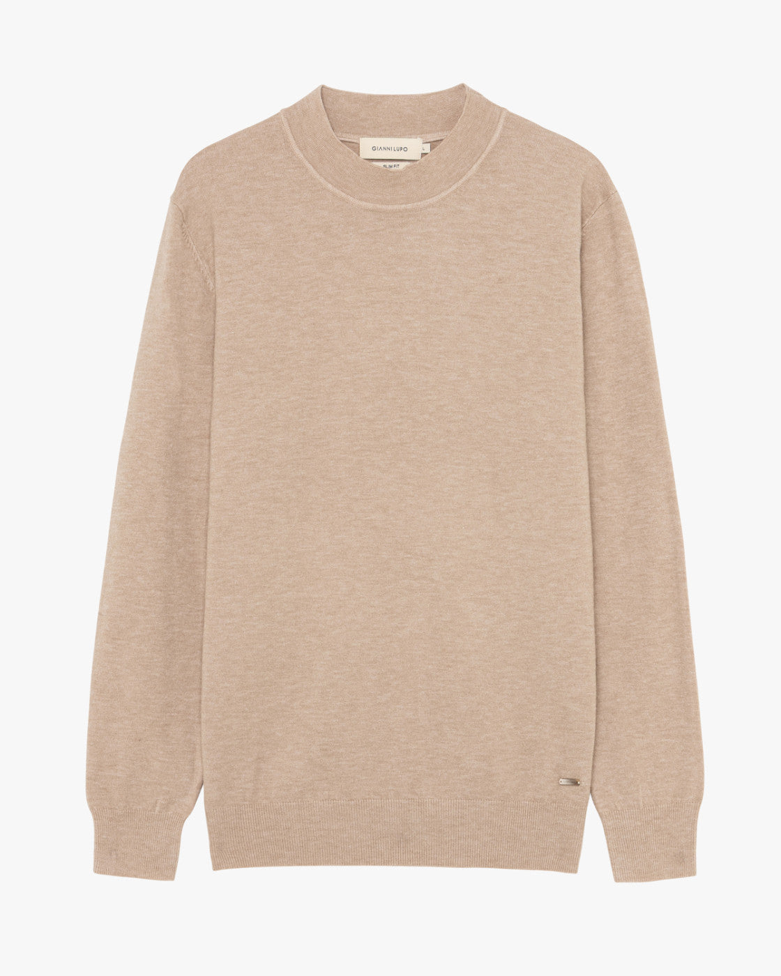Camisola de Meia Gola Gianni Lupo de Malha Bege Gianni Lupo