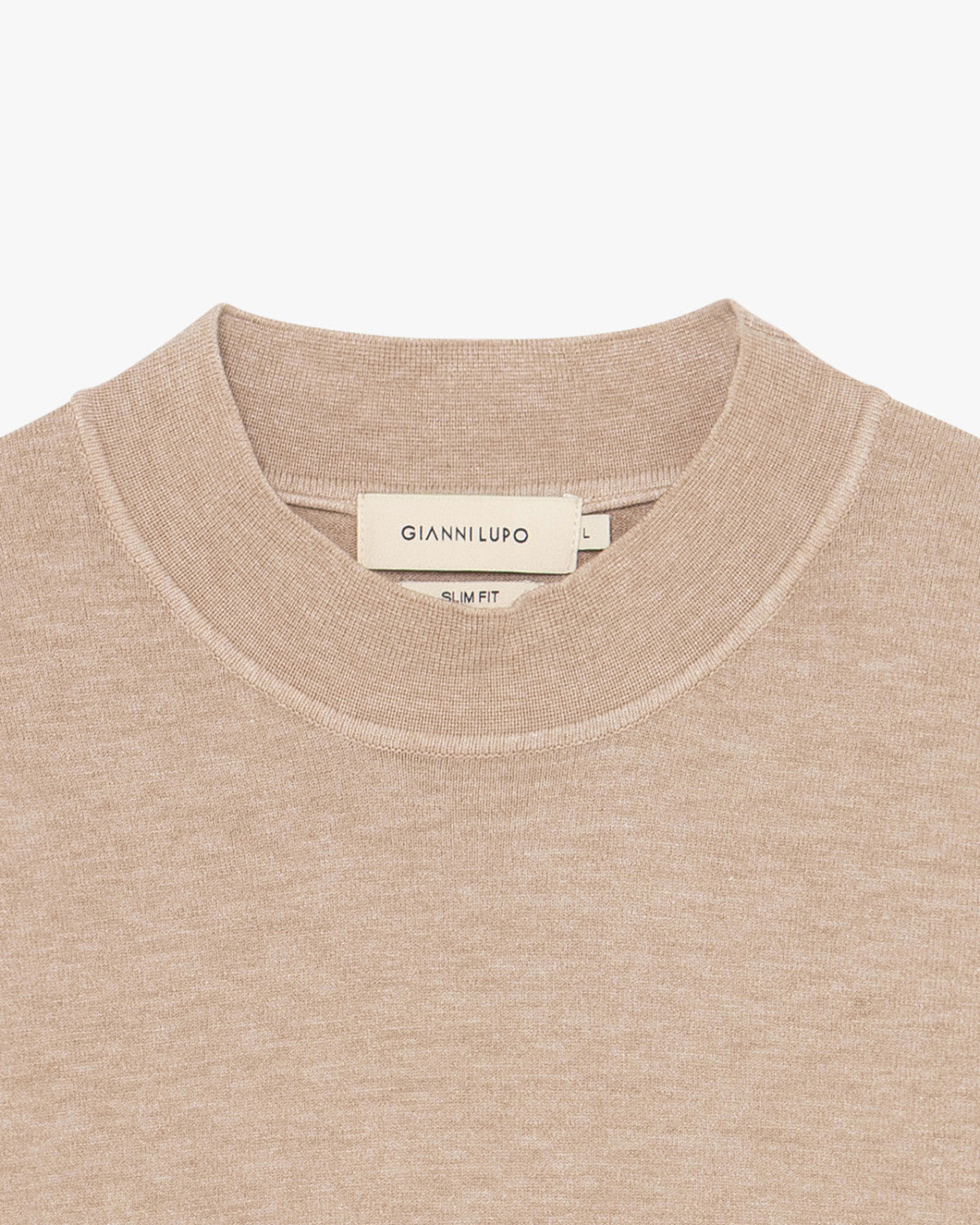 Camisola de Meia Gola Gianni Lupo de Malha Bege Gianni Lupo