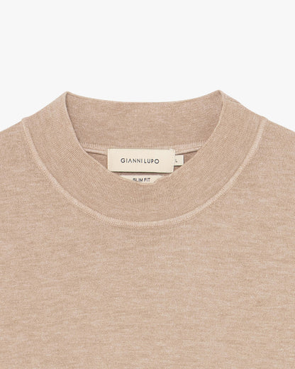 Camisola de Meia Gola Gianni Lupo de Malha Bege Gianni Lupo