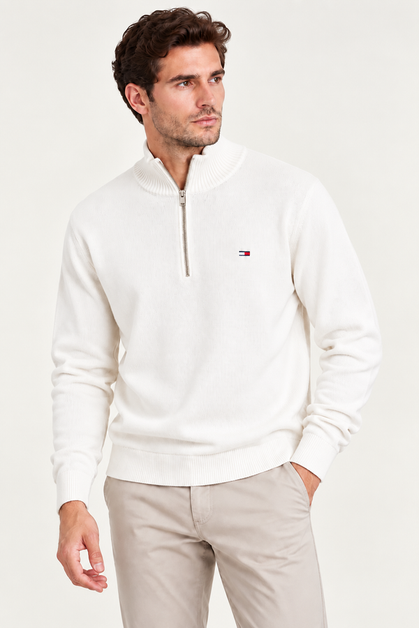 Camisola de Meio-Fecho Tommy Hilfiger Branca