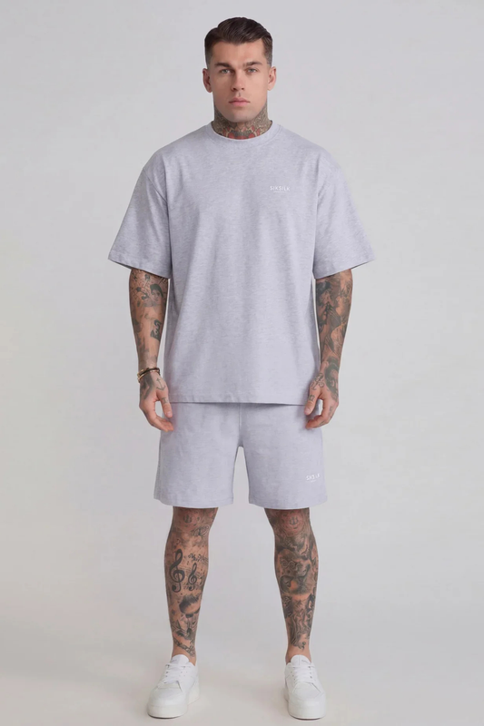 Conjunto T-Shirt e Calções Cinza Oversized