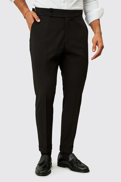 Calça Clássica com fivela Preta Zolf SS26 Zolf