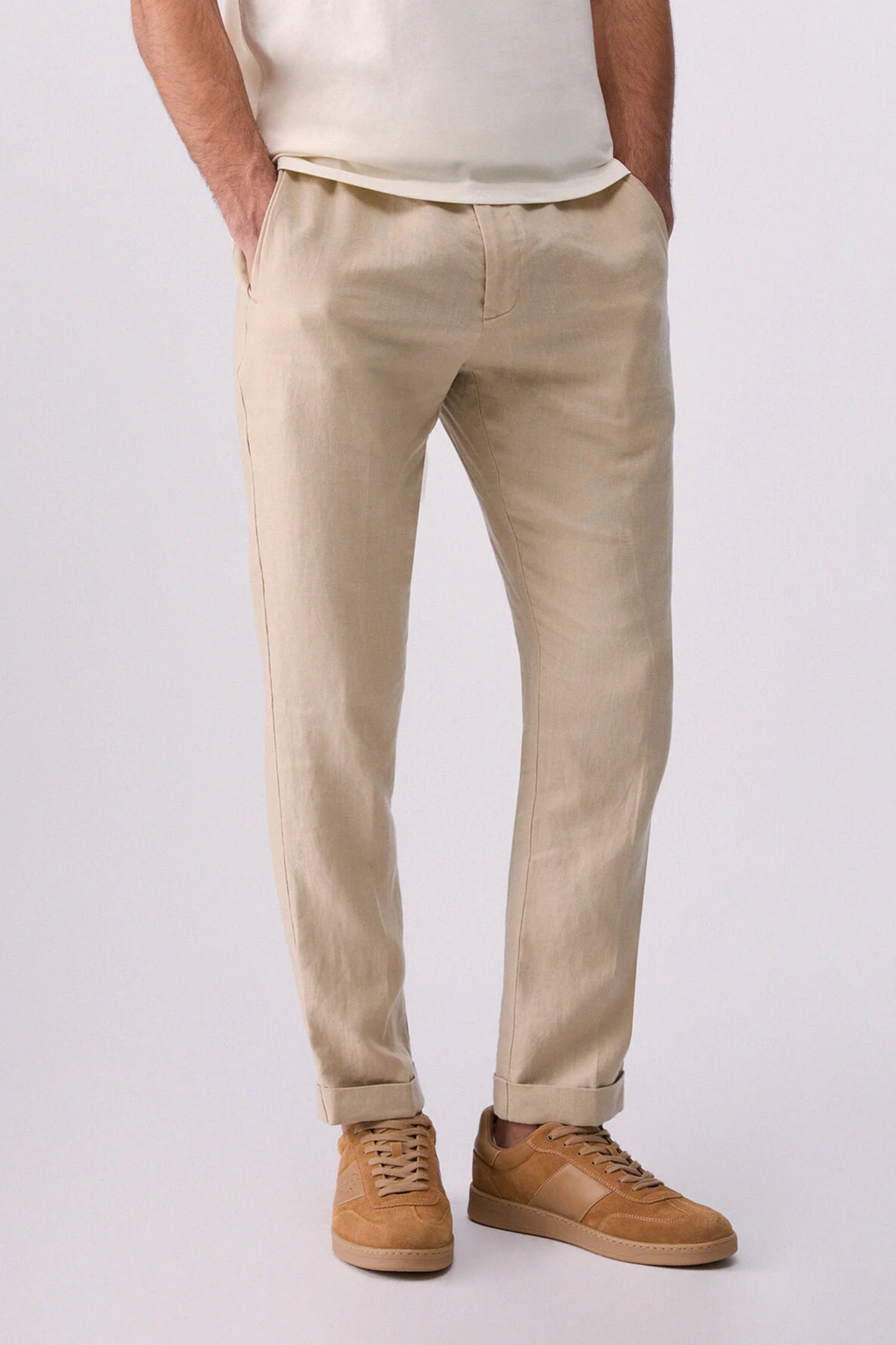 Calça 100% Linho Bege