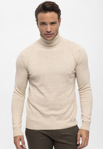 Camisola de Gola Alta Bege Gianni Lupo Gianni Lupo