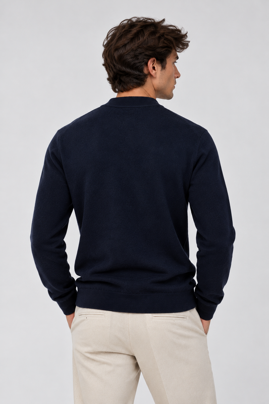 Camisola Slim de Meia Gola Gianni Lupo Azul-Escuro Gianni Lupo