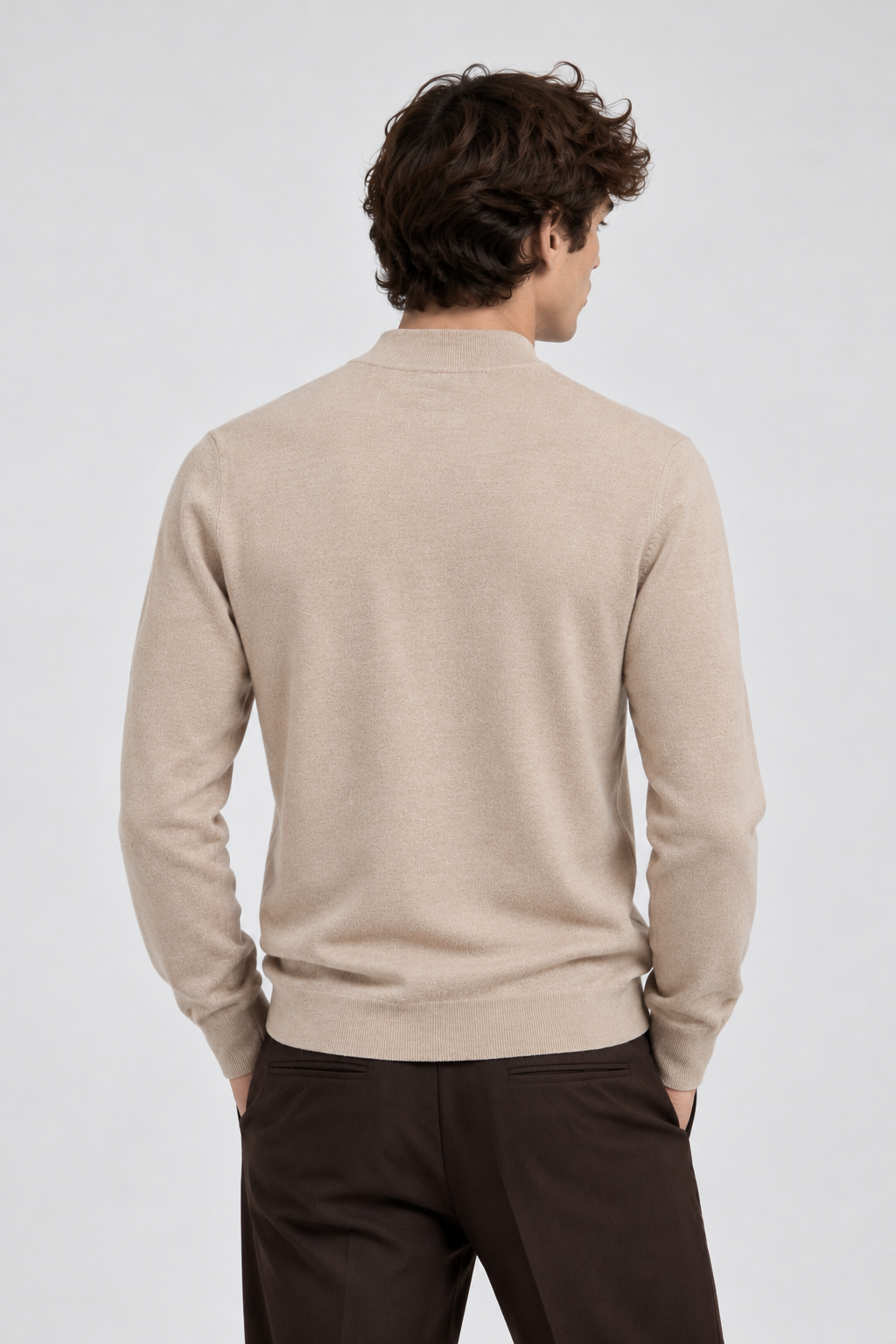 Camisola Slim de Meia Gola Gianni Lupo Bege Gianni Lupo