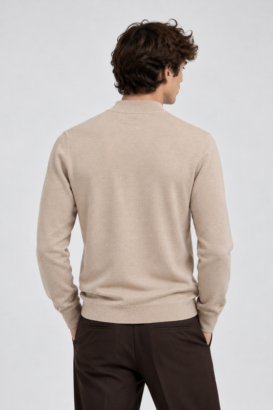 Camisola Slim de Meia Gola Gianni Lupo Bege Gianni Lupo