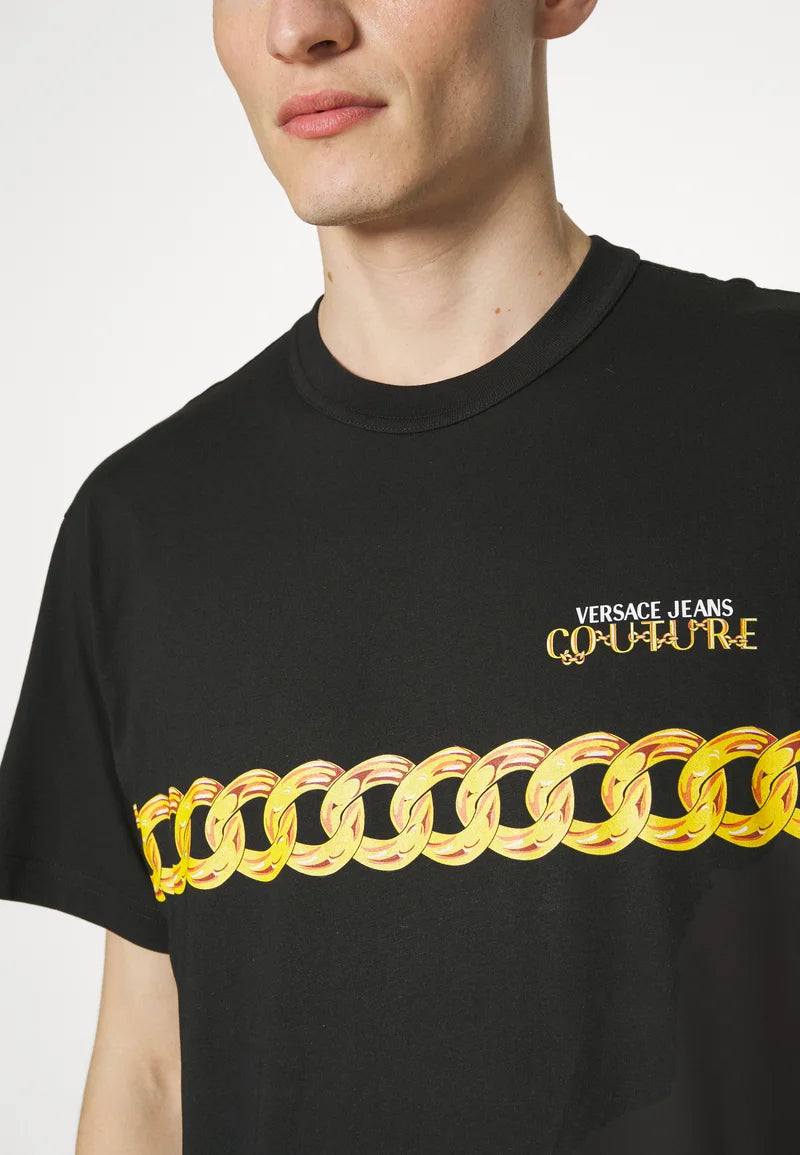 Versace Jeans Couture CHIAN LOGO - Camiseta con estampado black/gold OI23 