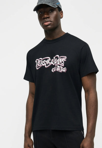 T-shirt Preta Estampada Versace Jeans Couture