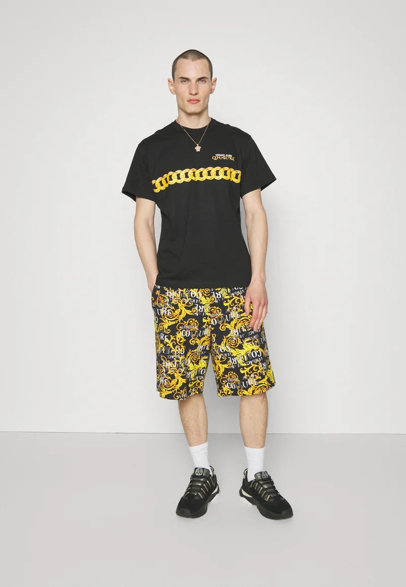 Versace Jeans Couture CHIAN LOGO - Camiseta con estampado black/gold OI23 