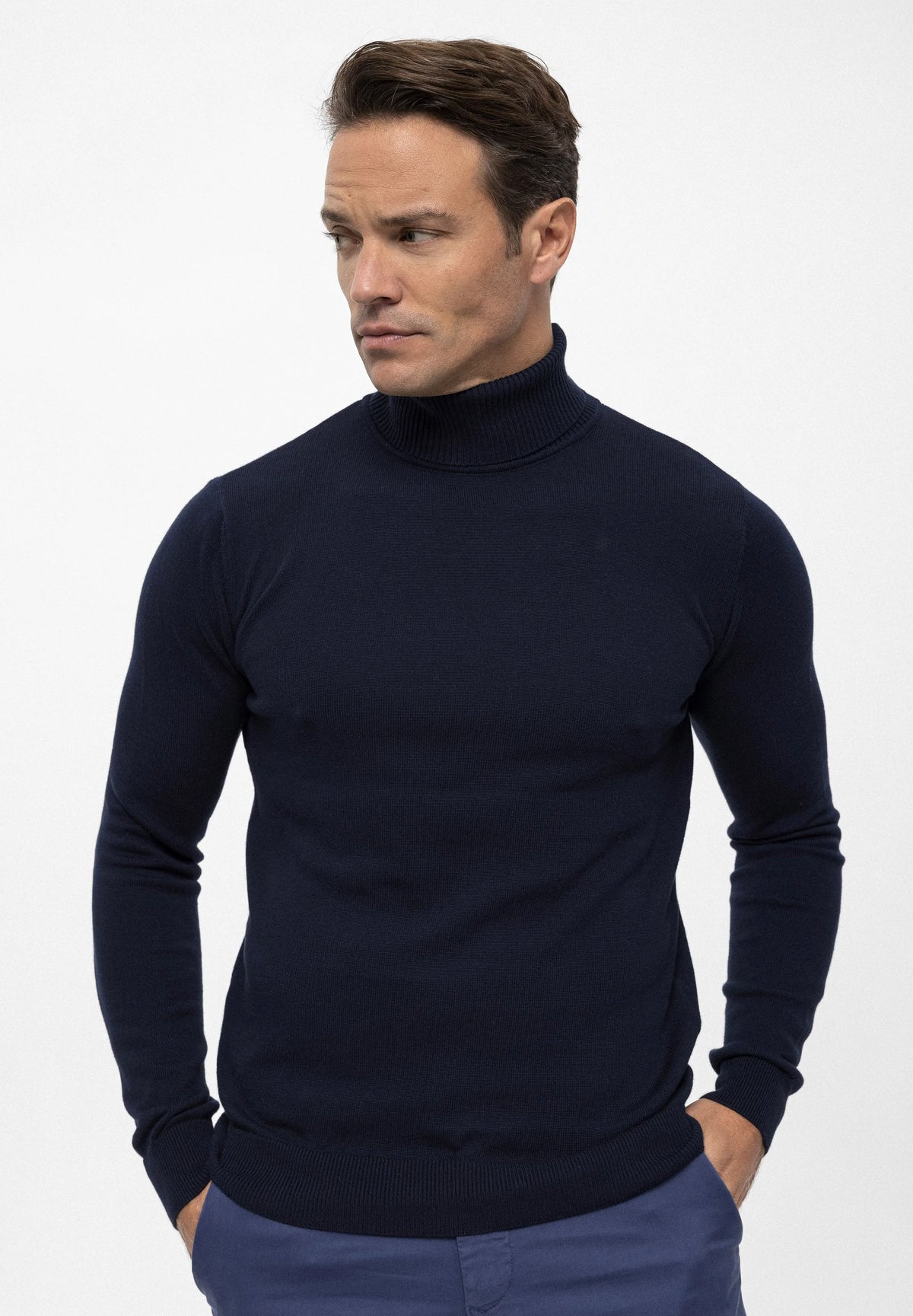 Camisola de Gola Alta Azul Gianni Lupo FW-25 Gianni Lupo