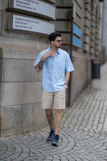 Camisa Manga Curta Azul Calvin Klein SS25 Calvin Klein