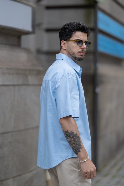 Camisa Manga Curta Azul Calvin Klein SS25 Calvin Klein