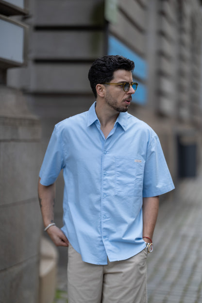 Camisa Manga Curta Azul Calvin Klein SS25 Calvin Klein
