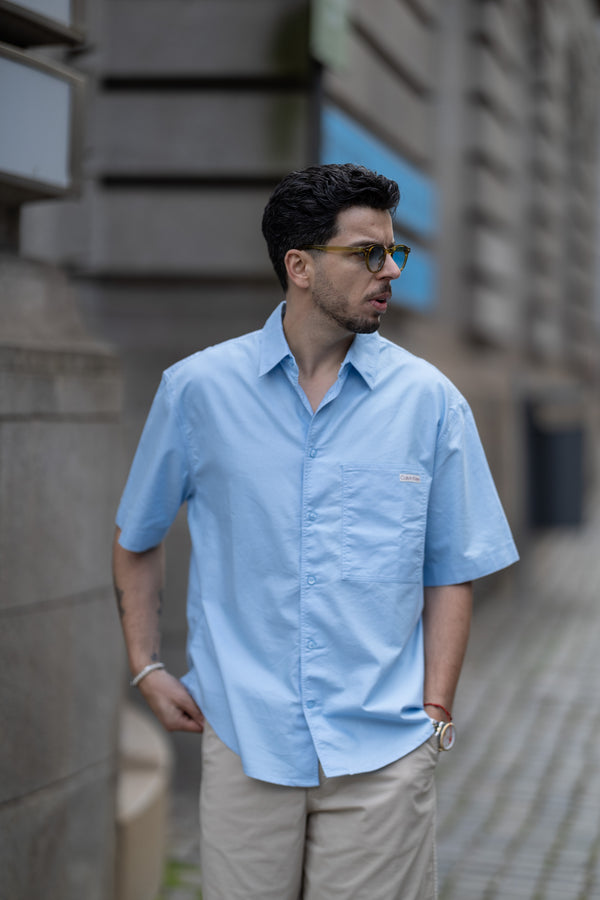 Camisa Manga Curta Azul Calvin Klein SS25
